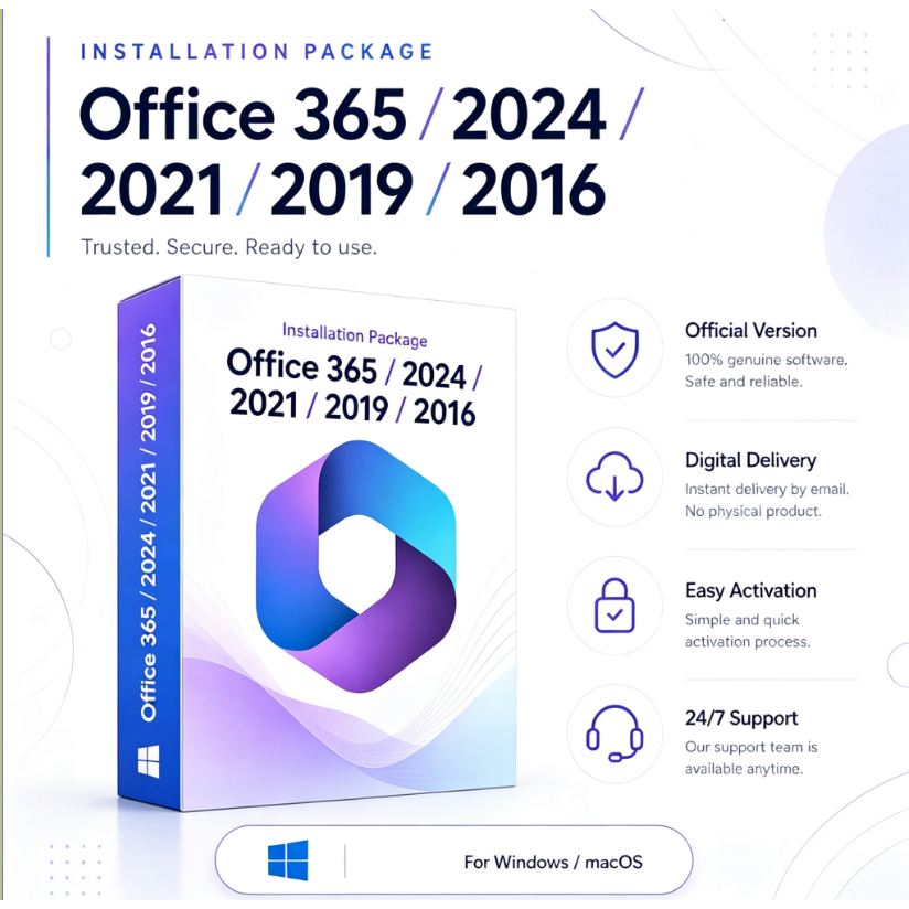 Office 365 2024/2021/2019/2016 Lifetime Use Compatible With Mac & Windows