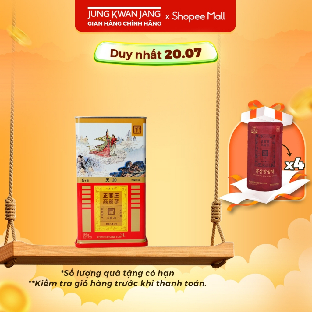 Thiên Sâm Nguyên Củ KGC Jung Kwan Jang HEAVEN ROOTS 7 Củ (20ji/150g)