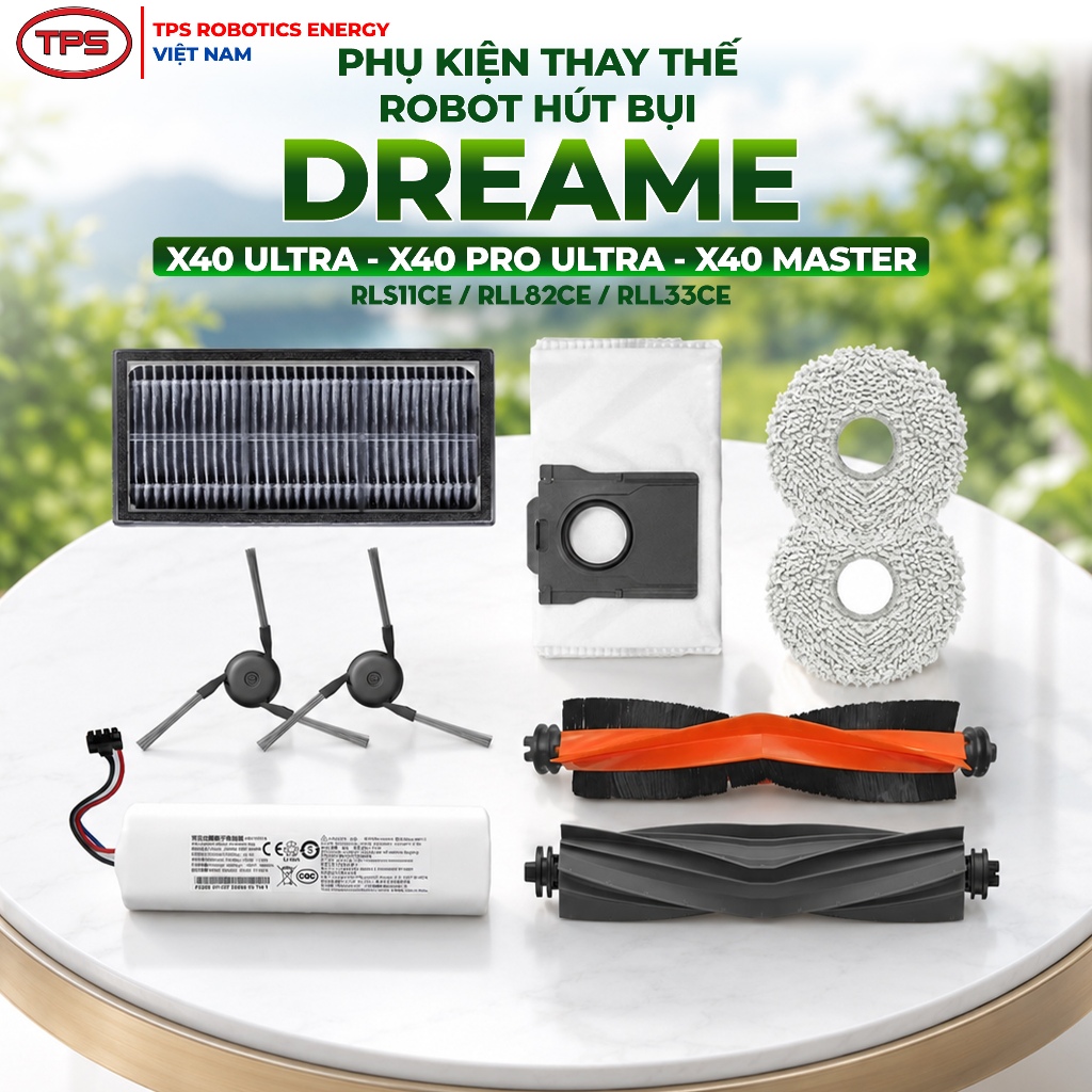 PHỤ KIỆN ROBOT HÚT BỤI DREAME X40 ULTRA, X40 PRO ULTRA, X40 MASTER( CHỔI, LỌC HEPA, GIẺ LAU, TÚI RÁC