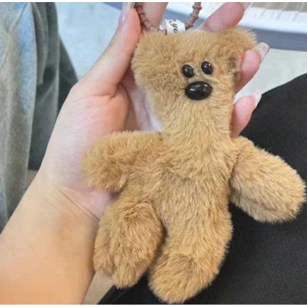Móc khoá gấu bông teddy mrbean lông mịn có tiếng kêu