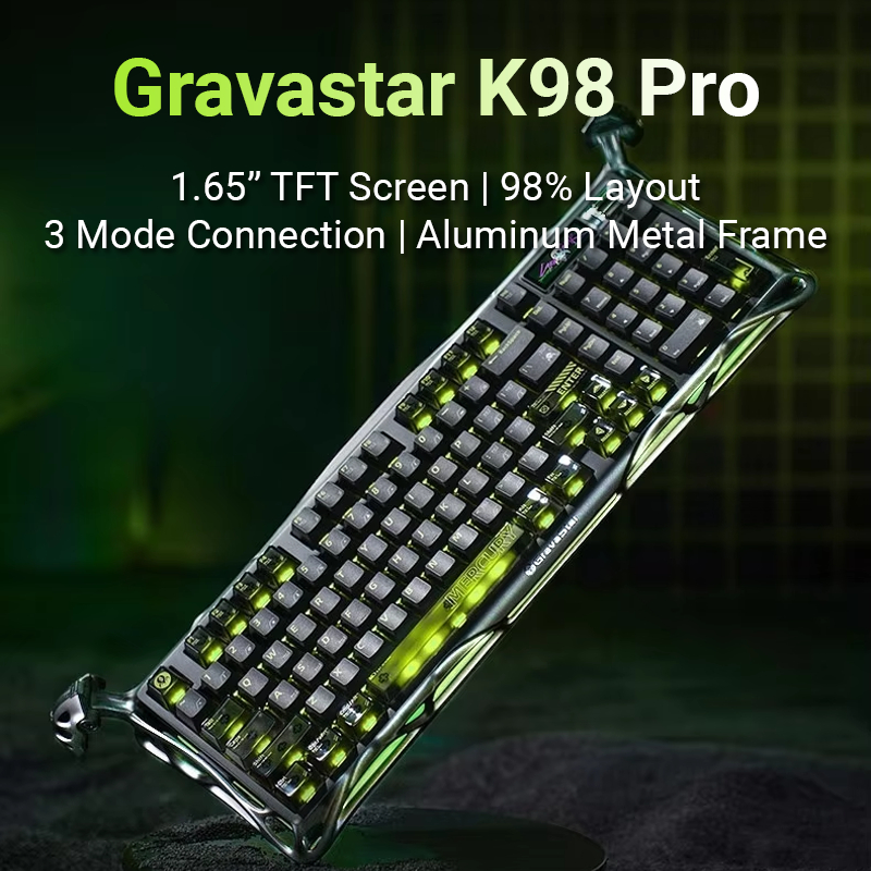Bàn Phím Cơ GravaStar Mercury K98 Pro - Layout 98% dual 8K - Màn hình TFT 1.65 inch, 3 Chế Độ Kết Nố