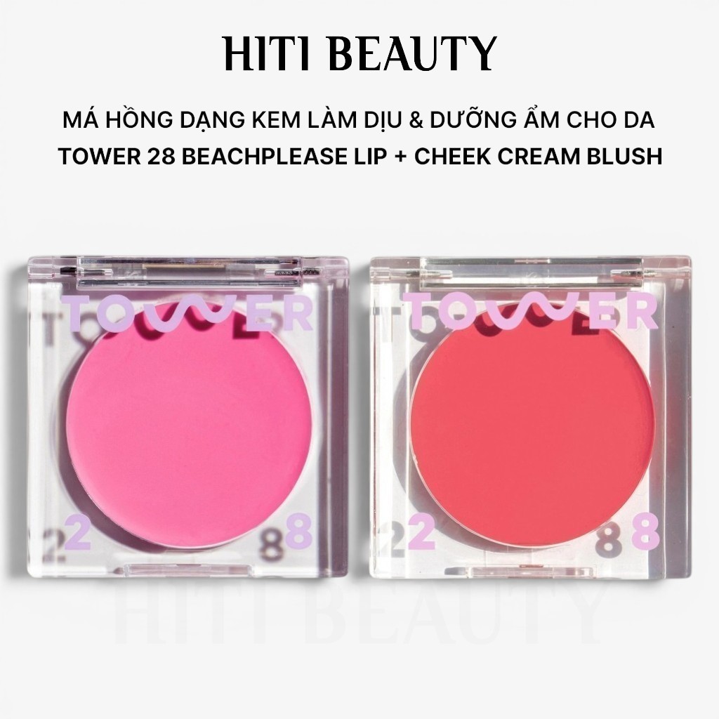 Má Hồng Dạng Kem Tower 28 BeachPlease Lip + Cheek Cream Blush
