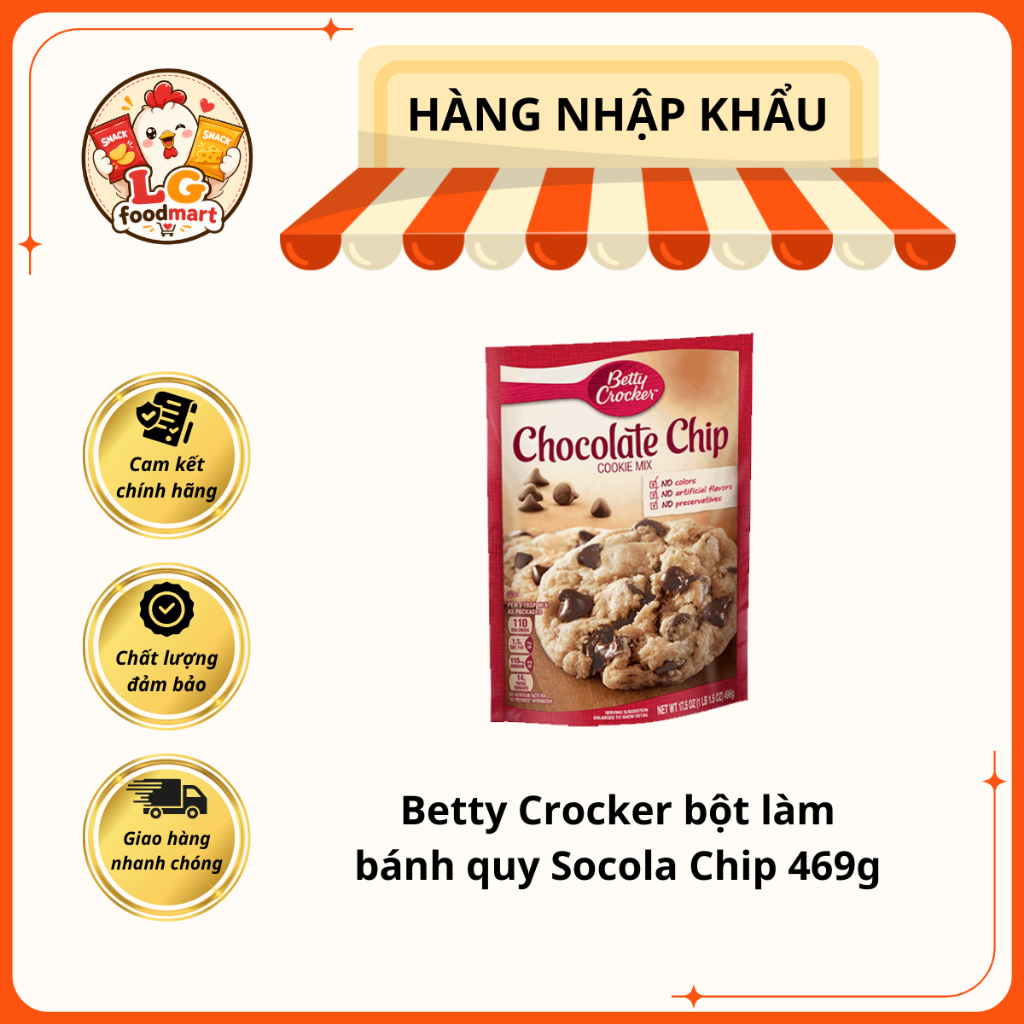 Betty Crocker bột làm bánh quy Socola Chip 469g