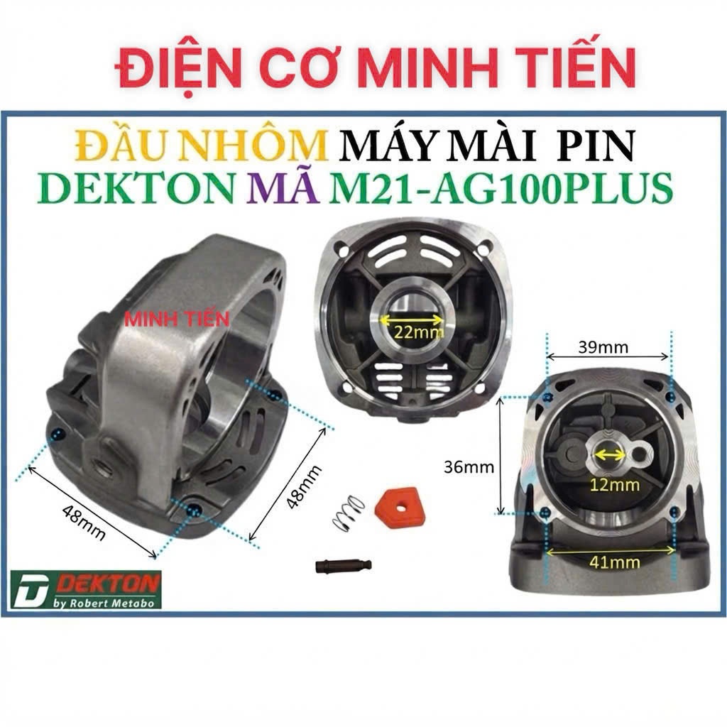 DEKTON - ĐẦU NHÔM + CHỐT ĐÁ MÁY MÀI DEKTON PIN MÃ M21-AG100PLUS, 100 PLUS. ck
