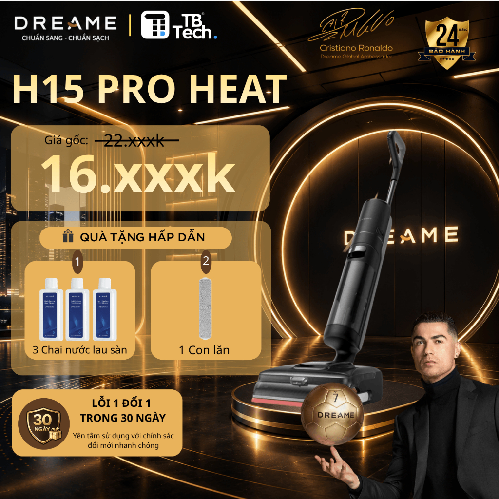 Máy hút bụi lau sàn khô & ướt H15 Pro Heat - Bản Quốc Tế - Bảo Hành 24 Tháng
