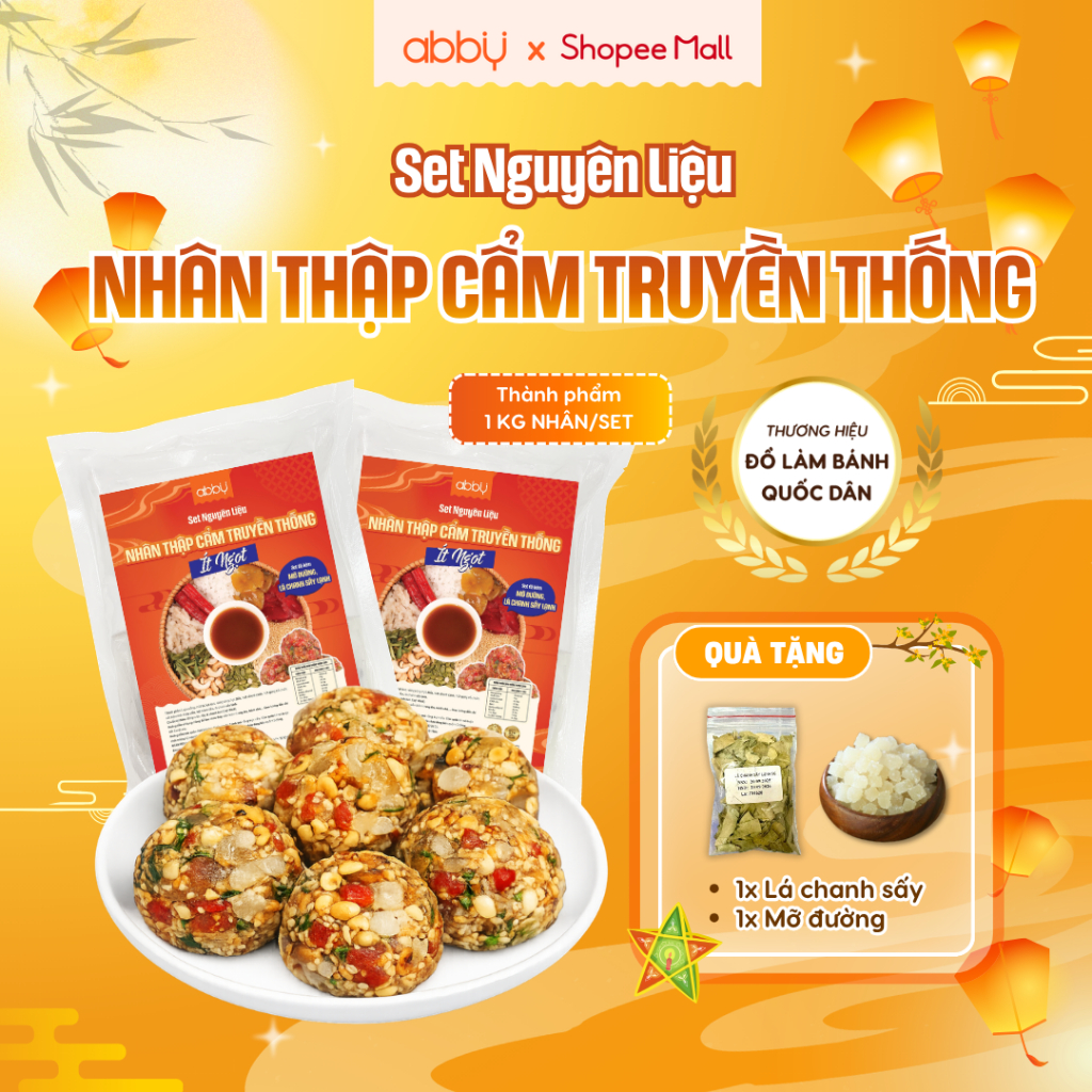 [ABBY] Set nguyên liệu làm nhân thập cẩm bánh trung thu vị truyền thống, ít ngọt - Thành phẩm 1kg/se