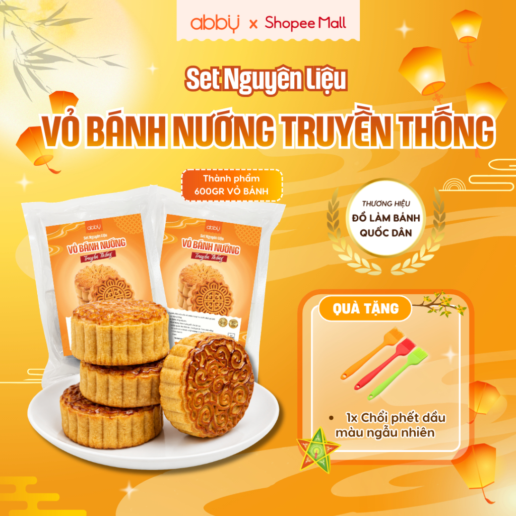 [ABBY]  Set nguyên liệu làm vỏ bánh nướng trung thu truyền thống - Thành phẩm 10-12 vỏ cho bánh 150g