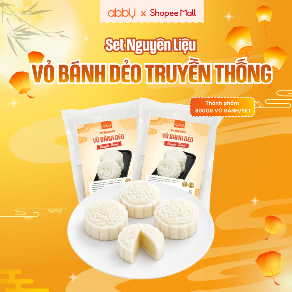 [ABBY] Set nguyên liệu làm vỏ bánh dẻo trung thu truyền thống - Thành phẩm 800g vỏ dẻo mịn, ngọt tha