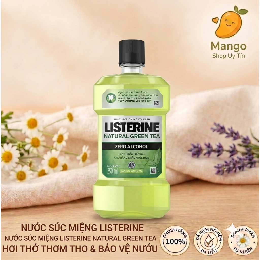 Nước Súc Miệng Trà Xanh Listerine Natural Greentea Zero Alcohol Listerine 750ml