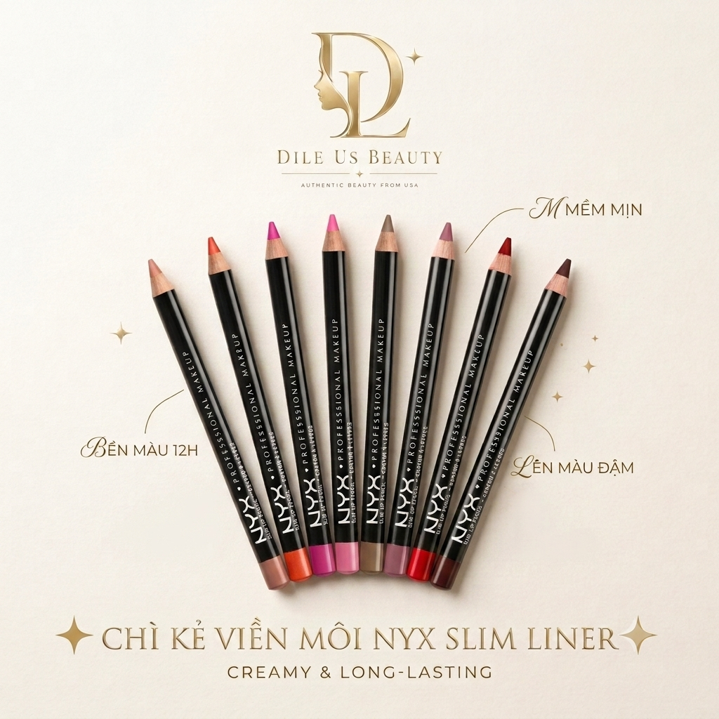 NYX Professional Makeup Slim Lip Pencil - Lip Liner | Chì Kẻ Viền Môi NYX Lâu Trôi
