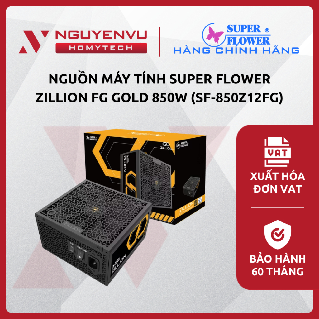 [Full VAT] Nguồn máy tính SUPER FLOWER Zillion FG Gold 850W (850W/80 Plus Gold/ATX 3.1/Full Modular)