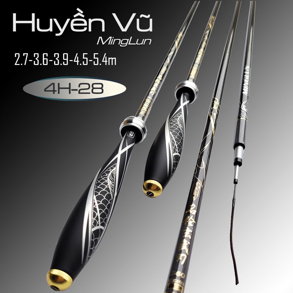 Cần 4H huyền Vũ câu cá cảm giác - cần câu đài 4H -28i tặng kèm nhẫn ngọn câu cá tự nhiên
