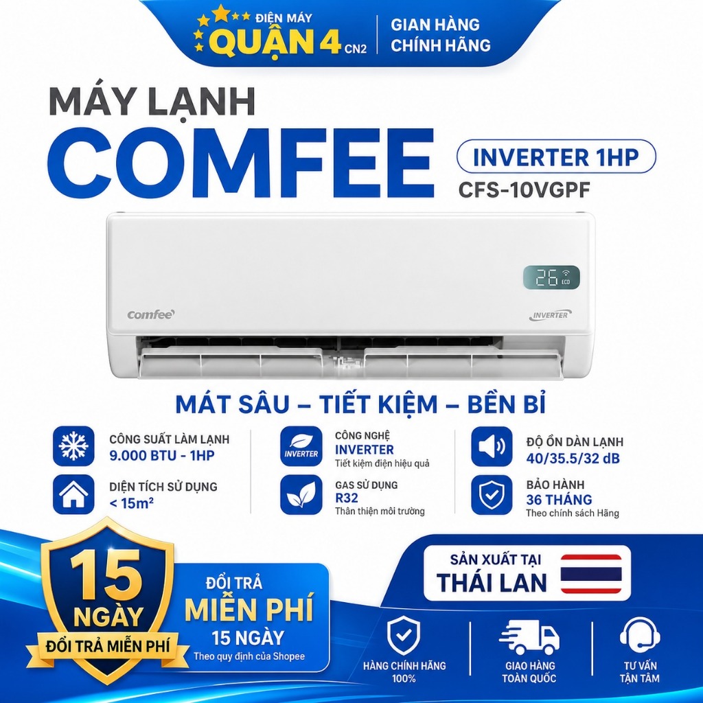 COMFEE CFS-10VGX / Máy Lạnh Comfee CFS-10VGPF Inverter 1HP 9000 BTU 1 Chiều