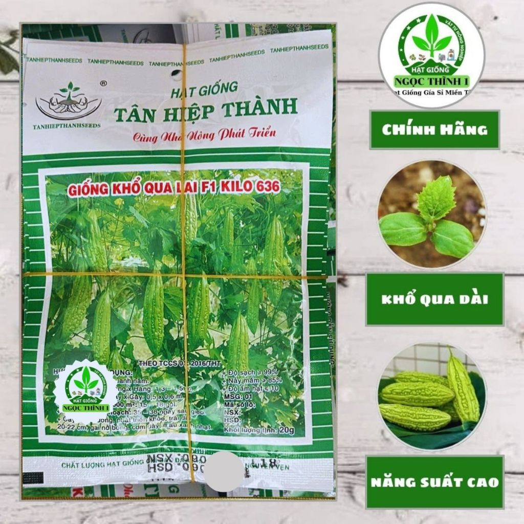Hạt Giống Khổ Qua Lai F1 KILO 636 TÂN HIỆP THÀNH (Gói 20gr) - Trái dài, gai nở, cơm dày