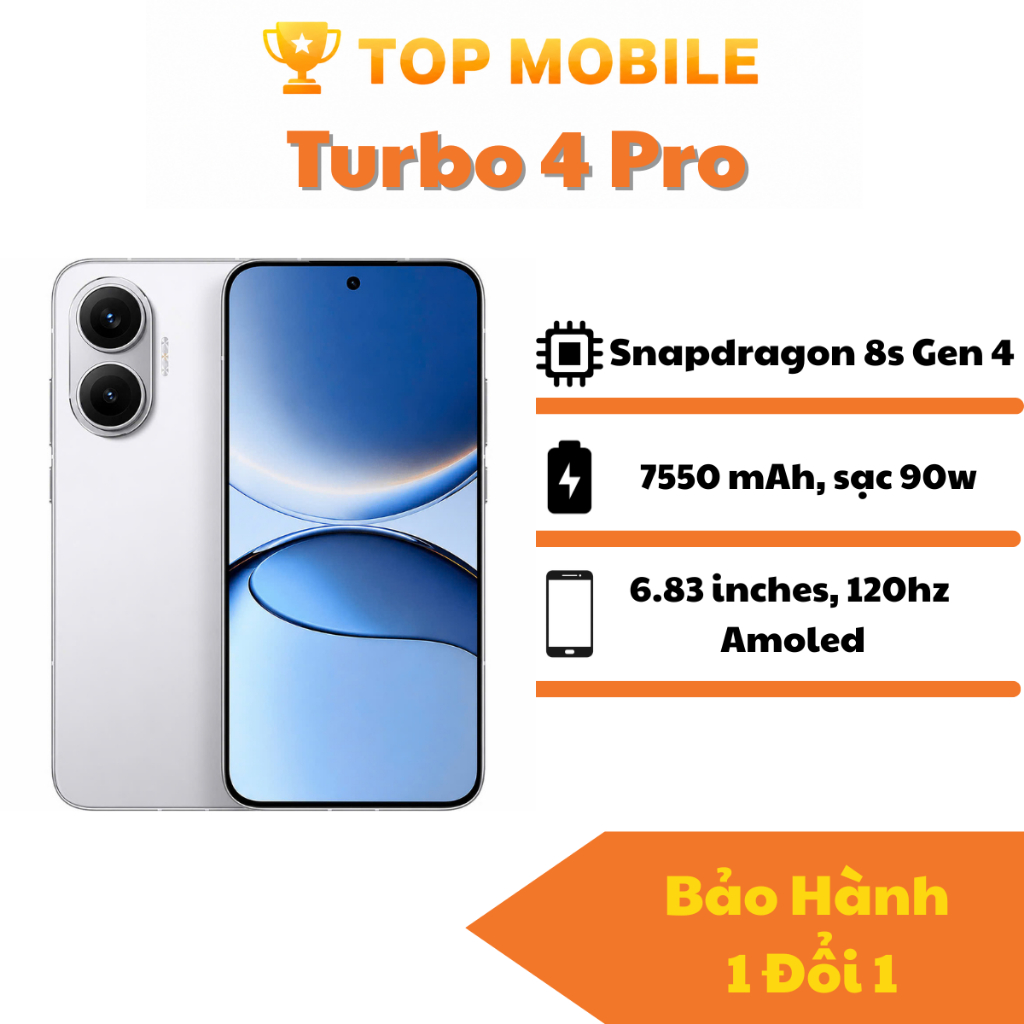 Điện thoại Redml Turbo 4 Pro 5G - Chip Snapdragon 8s Gen 4, Pin 7550 mAh