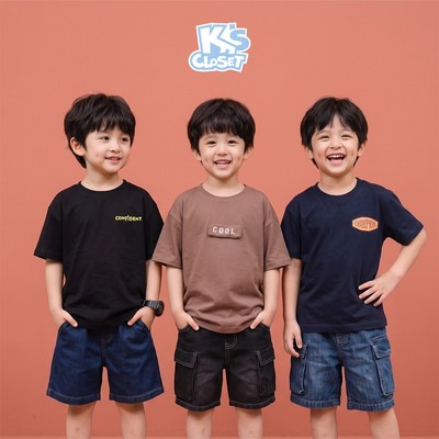 Áo Phông Cộc Tay K'S CLOSET Chất Liệu Vải Cotton Cho Bé Trai Và Bé Gái (2-14 tuổi)từ 10kg-62kg E021SIS, E015SIS, KT047