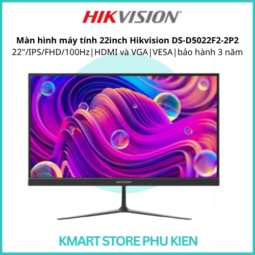 Màn hình máy tính 22inch Hikvision DS-D5022F2-2P2 22"/IPS/FHD/100Hz | 6.5 ms| HDMI và VGA|VESA|bảo h