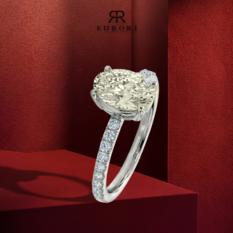 EURORI - Nhẫn Oval chủ Nam Phi cao cấp sang trọng thanh lịch dành cho nữ, Nhẫn bạc ý xi kim chủ Oval