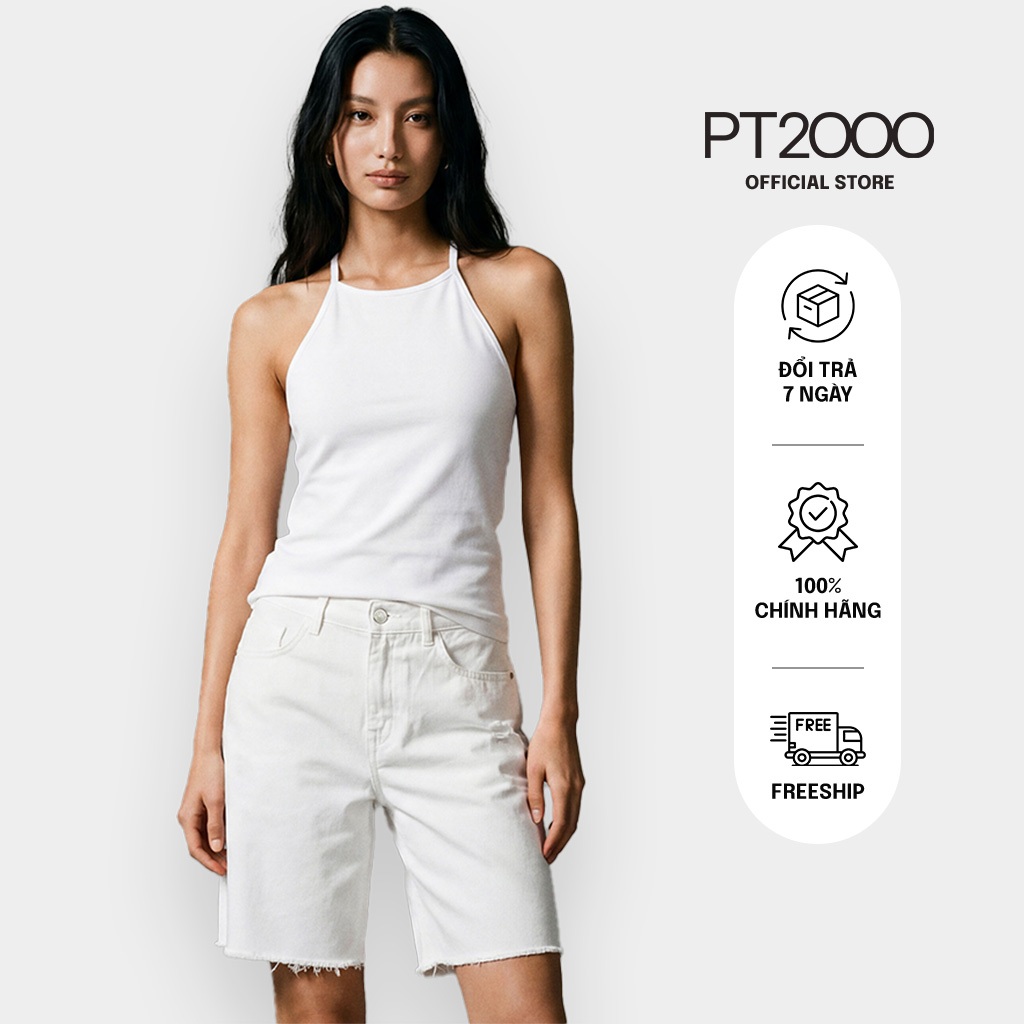 Áo thun hai dây cổ yếm PT2000, vải cotton thoáng mát, form slim fit (APV-273)