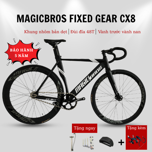 MAGICBROS CX7 Fixed Gear Khung Nhôm 6061 Đùi Đĩa OTA 48T Vành Nan 40mm Xe Đạp Thể Thao