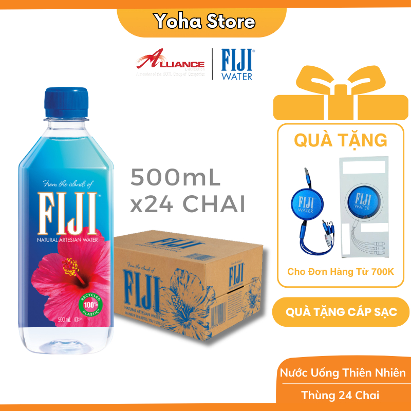 [Earth's Finest Water] (Thùng 24 chai x 500ml) Nước Khoáng Thiên Nhiên Fiji 500ml