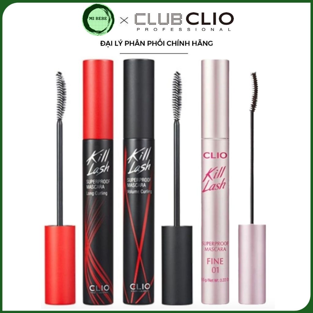 Mascara Clio Chống Nước Chuốt Mi Giữ Cong Dài Dày Mi Chống Trôi Clio Kill Lash Superproof Mascara 7g