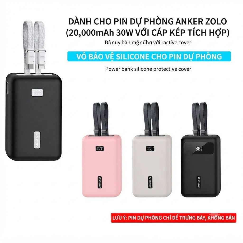 Ốp Bảo Vệ Silicon Cho Anker Zolo 20000mAh 30W 45W A1681 - Ốp Silicon Mềm Chống Trầy, Chống Va Đập, B