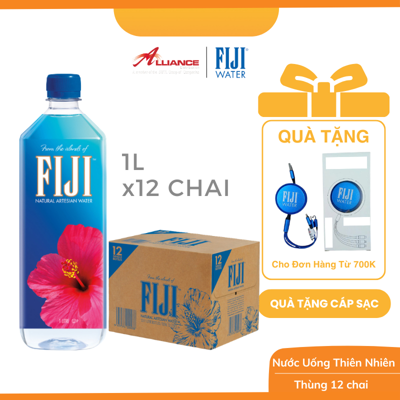 [Earth's Finest Water] Nước Khoáng Nhập Khẩu Fiji 1L x 12 Chai - Thương Hiệu Cao Cấp Số 1 Tại Mỹ