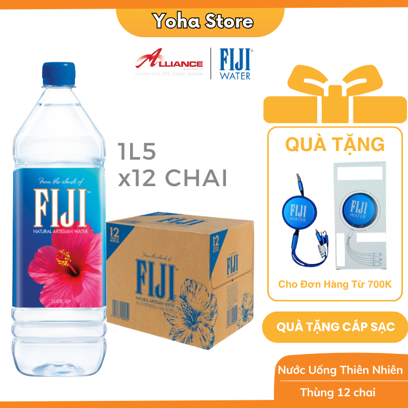 [Earth's Finest Water] (Thùng 12 Chai x 1,5L) Nước Khoáng Thiên Nhiên Fiji
