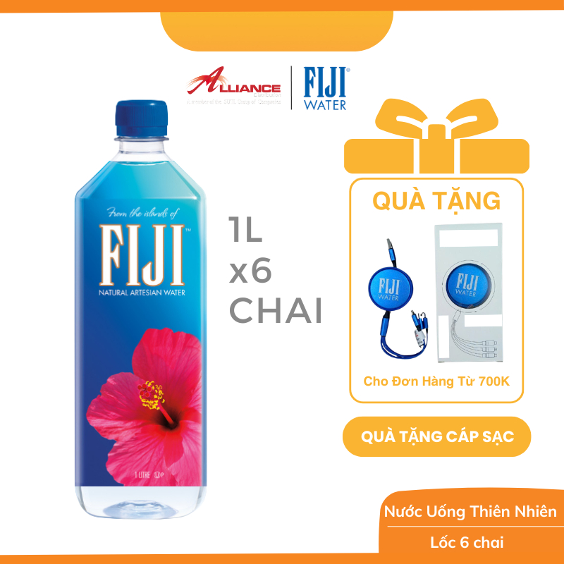 [Earth's Finest Water] Nước Khoáng Nhập Khẩu Fiji 1L x 6 Chai - Thương Hiệu Cao Cấp Số 1 Tại Mỹ