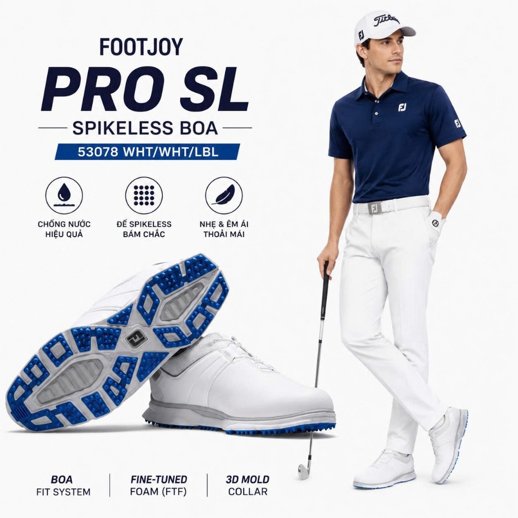 Thanh lý giày golf nam chính hãng FootJoy Pro SL Spikeless BOA #53078