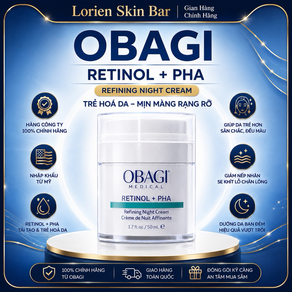 Kem Dưỡng Đêm Obagi Retinol + PHA Refining Night Cream 50ml Chính Hãng Nhập Khẩu Mỹ