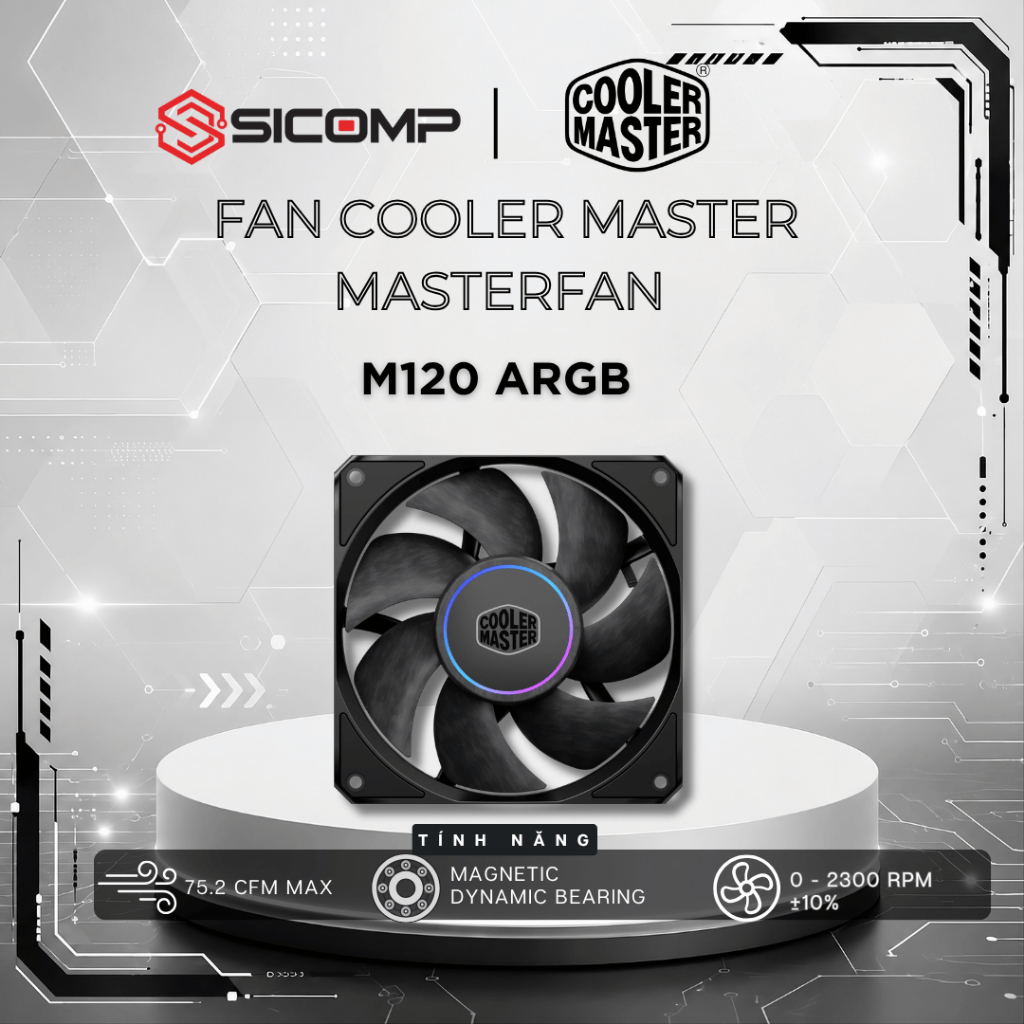 [FULL VAT] FAN COOLER MASTER MASTERFAN M120 ARGB, BH 3 NĂM