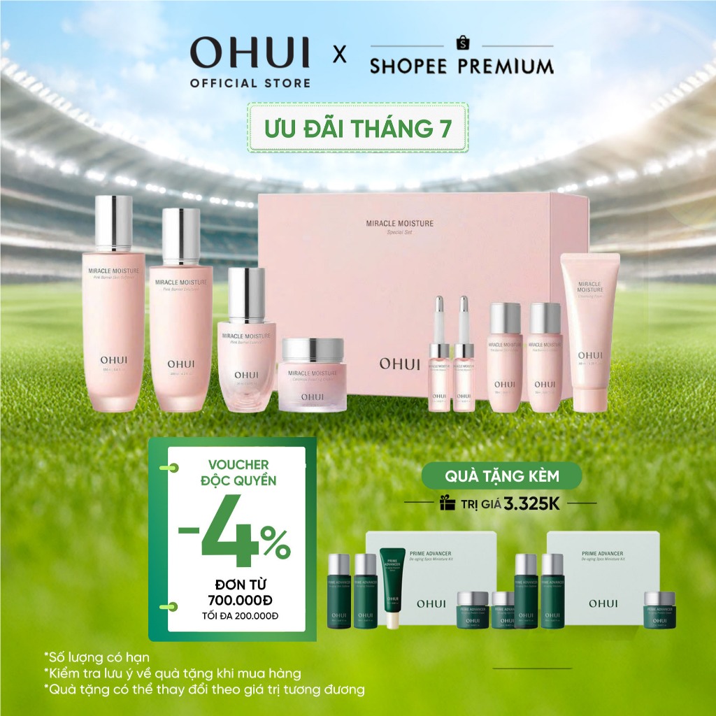 [OHUI Official] Bộ dưỡng ẩm căng mượt sáng da toàn diện 9 món OHUI Miracle Moisture Pink Barrier Set