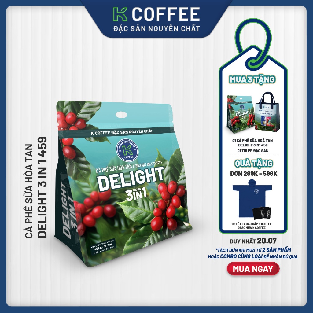 Cà phê sữa hòa tan K Coffee Delight 3in1 459g