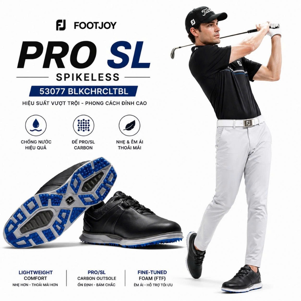 Thanh lý giày golf nam chính hãng FootJoy Pro SL Spikeless #53077