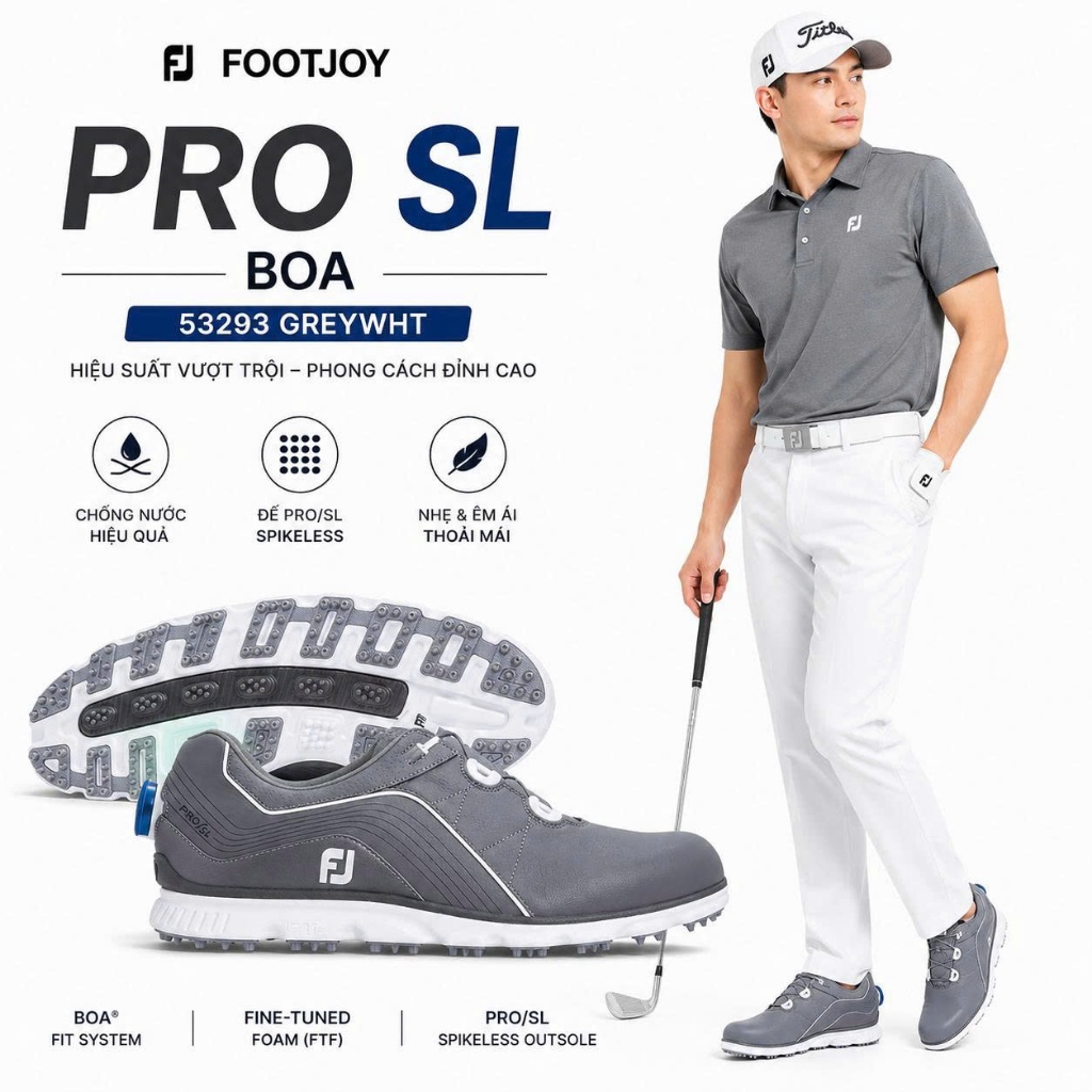 Thanh lý giày golf nam chính hãng FootJoy Pro SL Spikeless BOA #53293