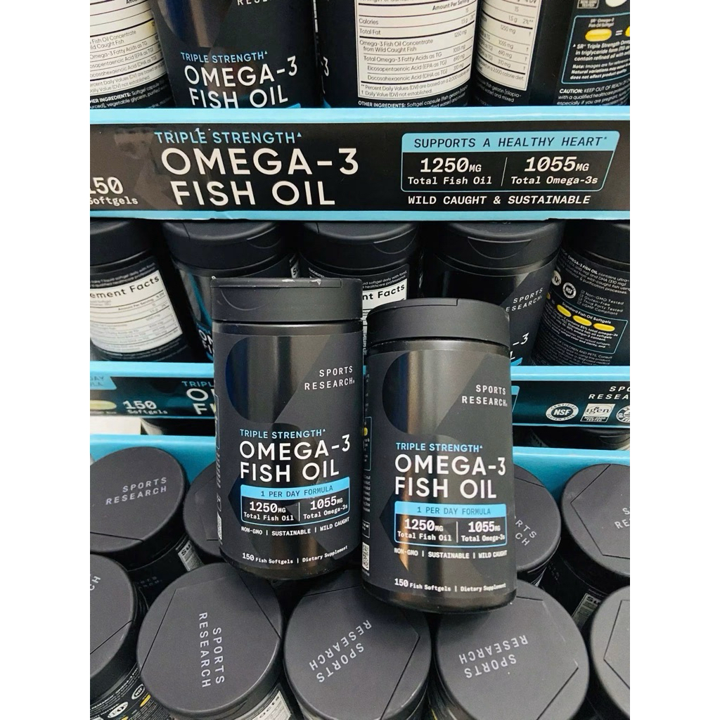 Viên dầu cá SR Fish Oil Omega-3 hàm lượng cao 1250mg 150 Viên Hỗ trợ sức khỏe mắt, tim, não bộ