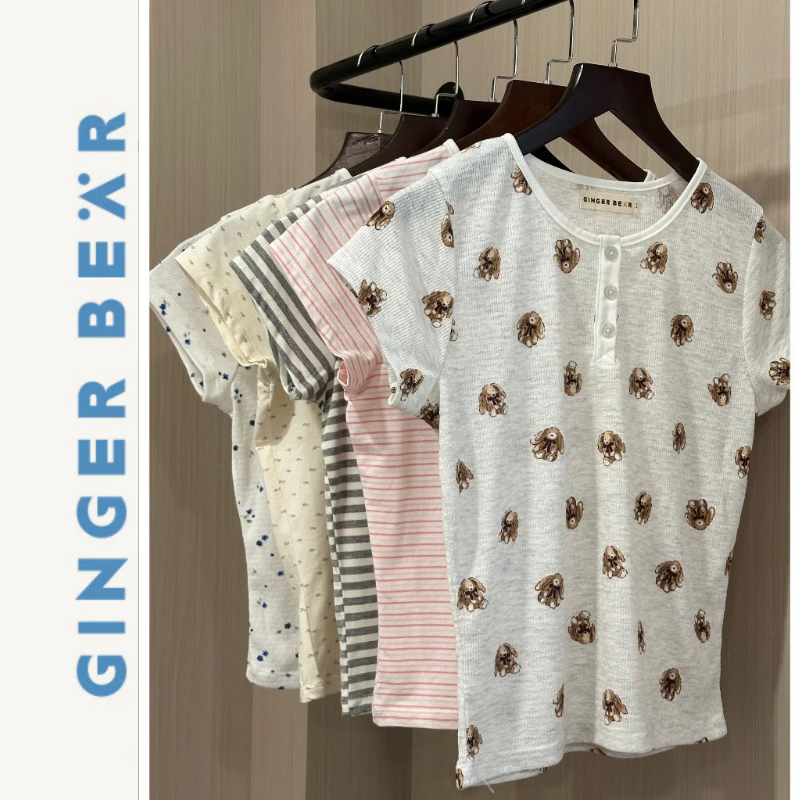 Áo Thun Baby Tee Cổ Trụ Viền Ren Gingerbear Soda Top – Áo Nữ Thun Co Giãn Dày Dặn, Form Ôm Nhẹ
