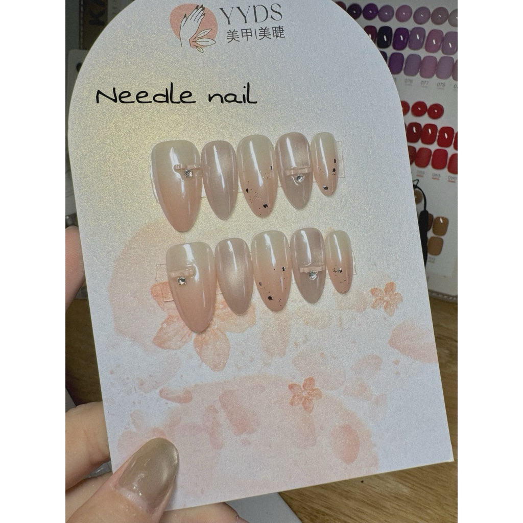 Nail box thiết kế ombre thạch hồng tráng gương trong suốt