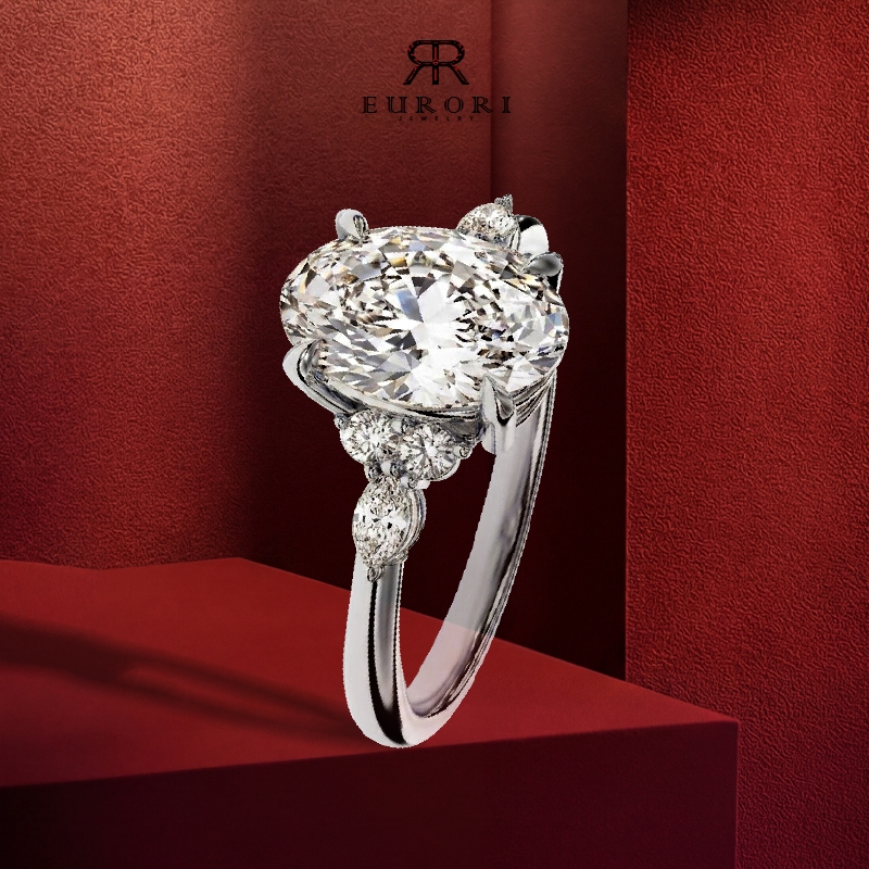 EURORI -Nhẫn Oval Grace thiết kế EURORI chủ đá Nam Phi cao cấp, Nhẫn bạc ý S925 siêu xinh dành cho n