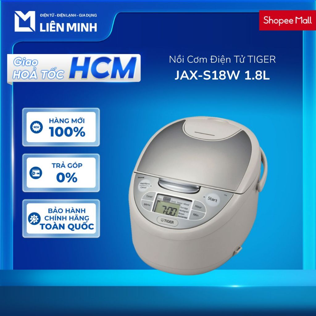 JBV-S18W | JAX-S18W 1.8L - Nồi Cơm Điện Tử TIGER JBV-S10W/S18W / JAX-S10W/S18W [Giao Hỏa Tốc HCM]