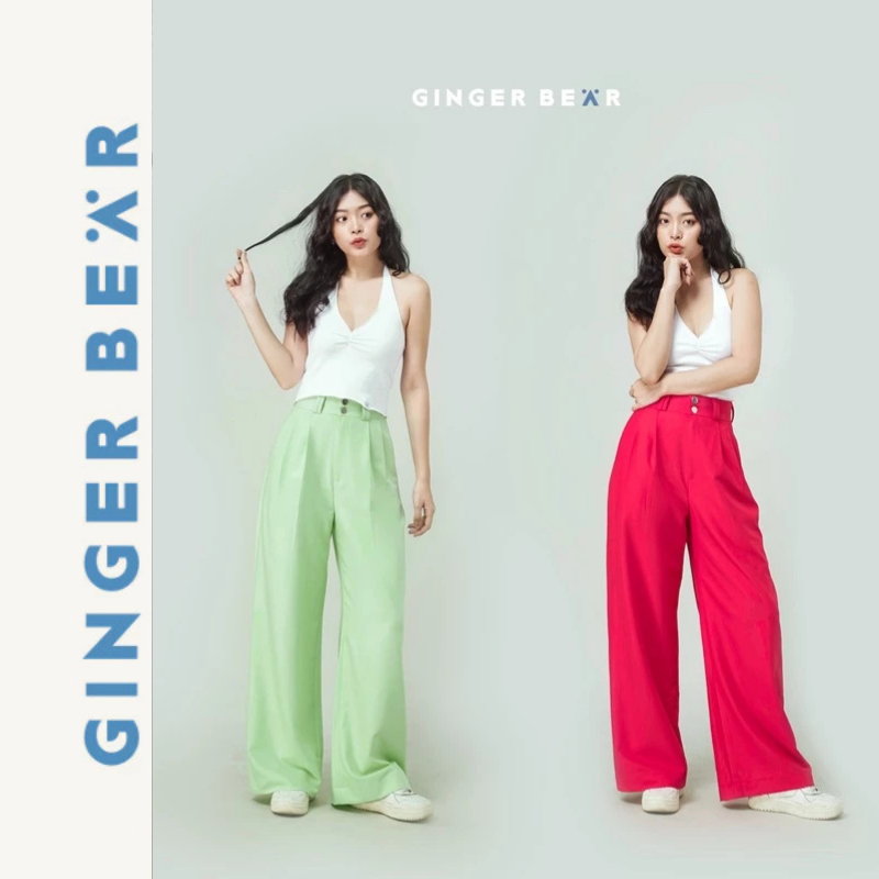 Quần Dài Ống Rộng Mochi Pants Gingerbear – Quần Nữ Form Suông, Lưng Cao, Dễ Phối Đồ Phong Cách Hàn Q