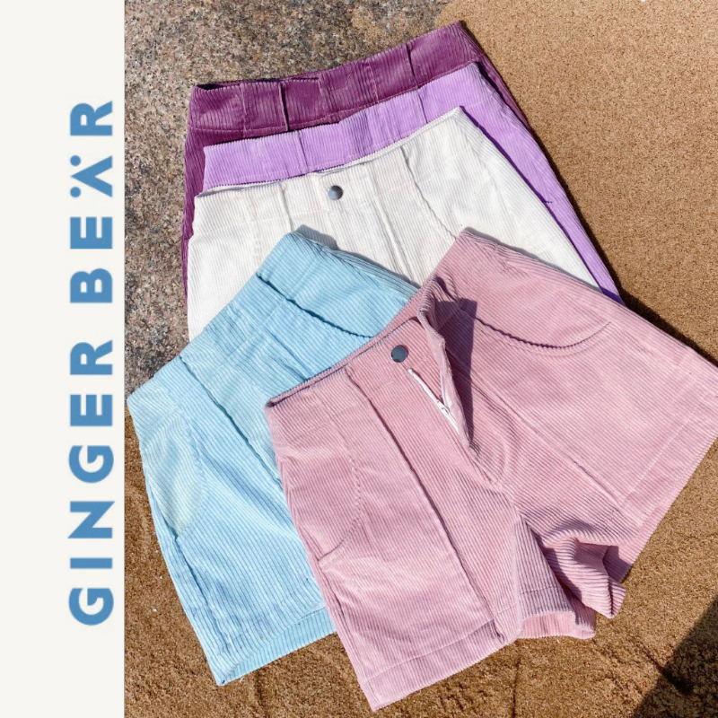 Quần Shorts Lưng Cao Nhung Gân Gingerbear Dolphin Shorts – Quần Nữ Form Xinh Tôn Dáng, Phong Cách Hà