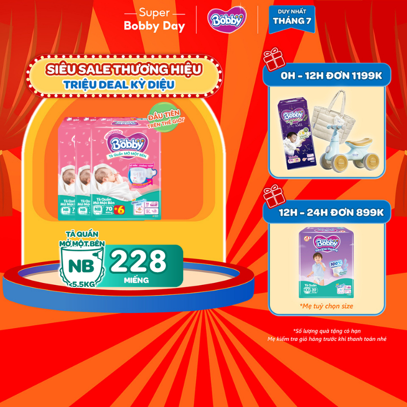 [MỚI][TẶNG MIẾNG] Combo 3 gói tã quần mở một bên Bobby dành cho bé sơ sinh size NB70+6/NB-S74/ S80/ 