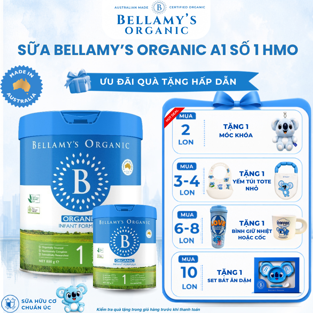 Sữa Bellamy's Organic A1 8HMO Số 1 –  Tăng Cường Miễn Dịch, Cân bằng đường ruột - Bellamy's organic
