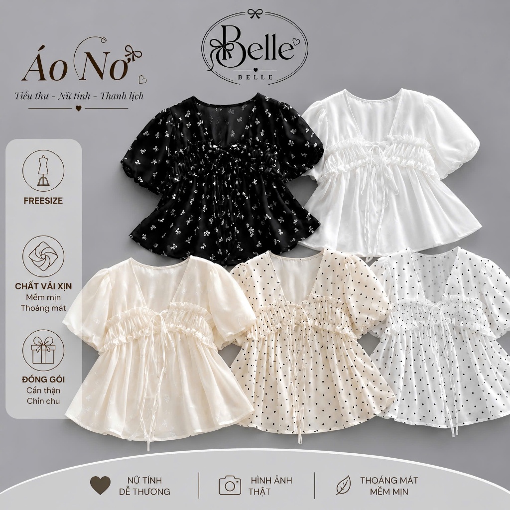 Áo Babydoll Họa Tiết Chấm Bi / in Hoa Nhí Thắt Dây Có Lót Trong M710