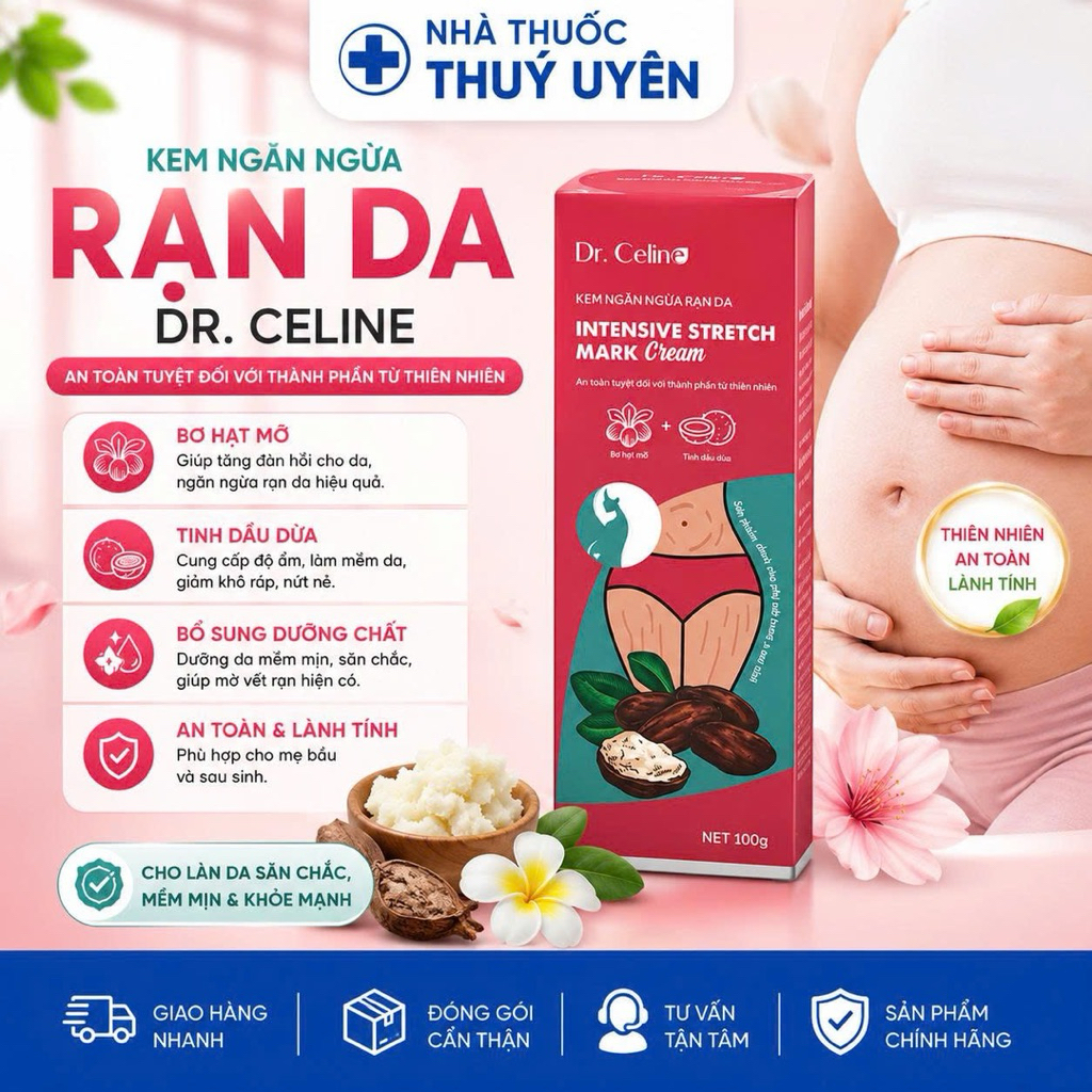 [CHÍNH HÃNG] Kem ngăn ngừa rạn da Dr.Celine Intensive Stretch Mark Cream mờ thâm, hỗ trợ xoá vết rạn