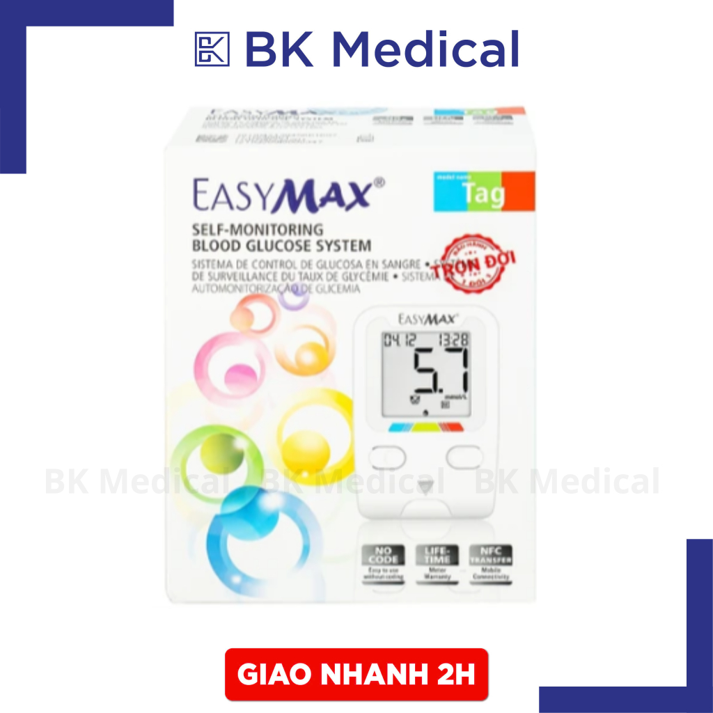 (hỏa tốc) Máy đo đường huyết Easymax TAG tặng 25 que