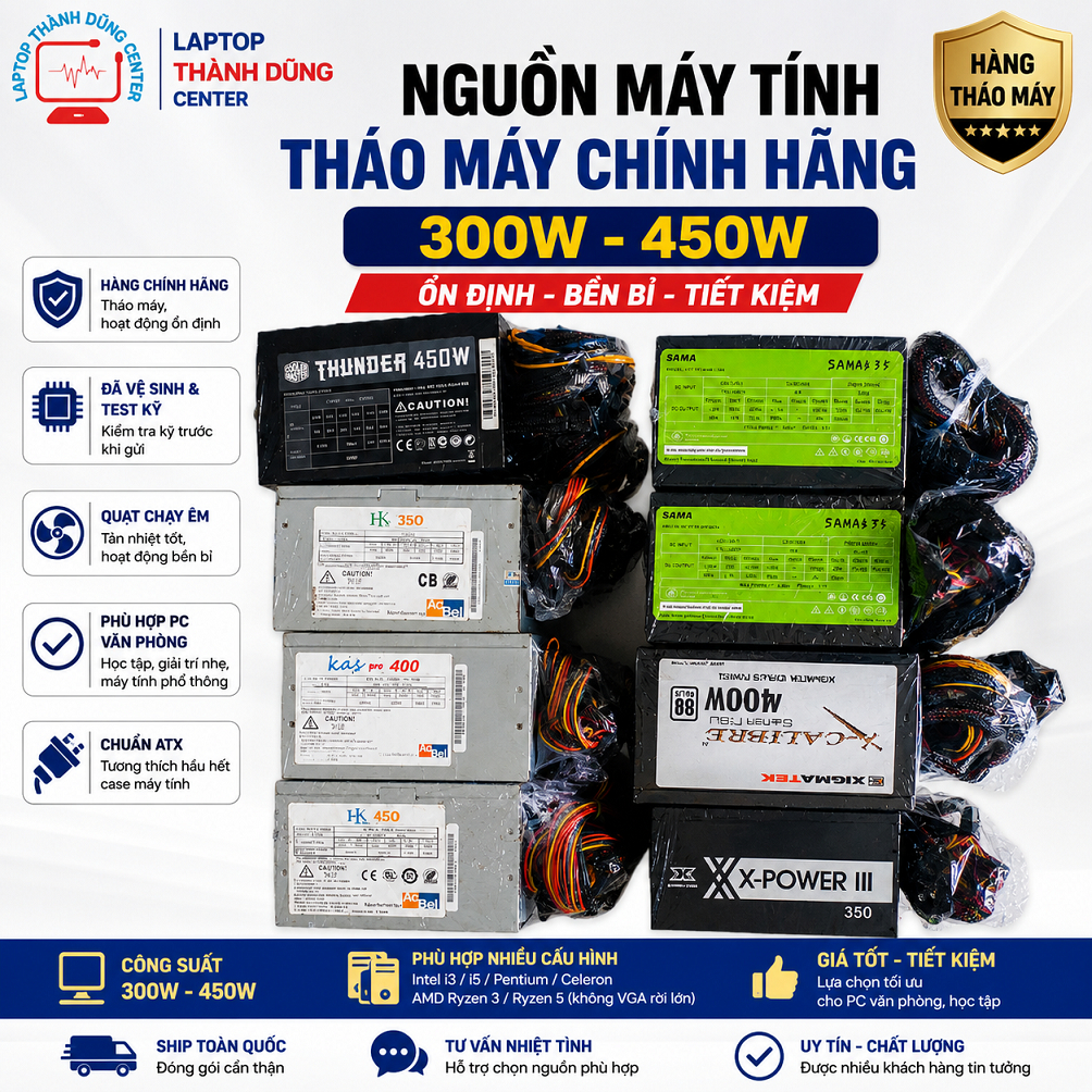 Nguồn Máy Tính Tháo Máy 300W-450W | PSU PC Văn Phòng Chính Hãng Đã Test (không bao gồm dây nguồn)